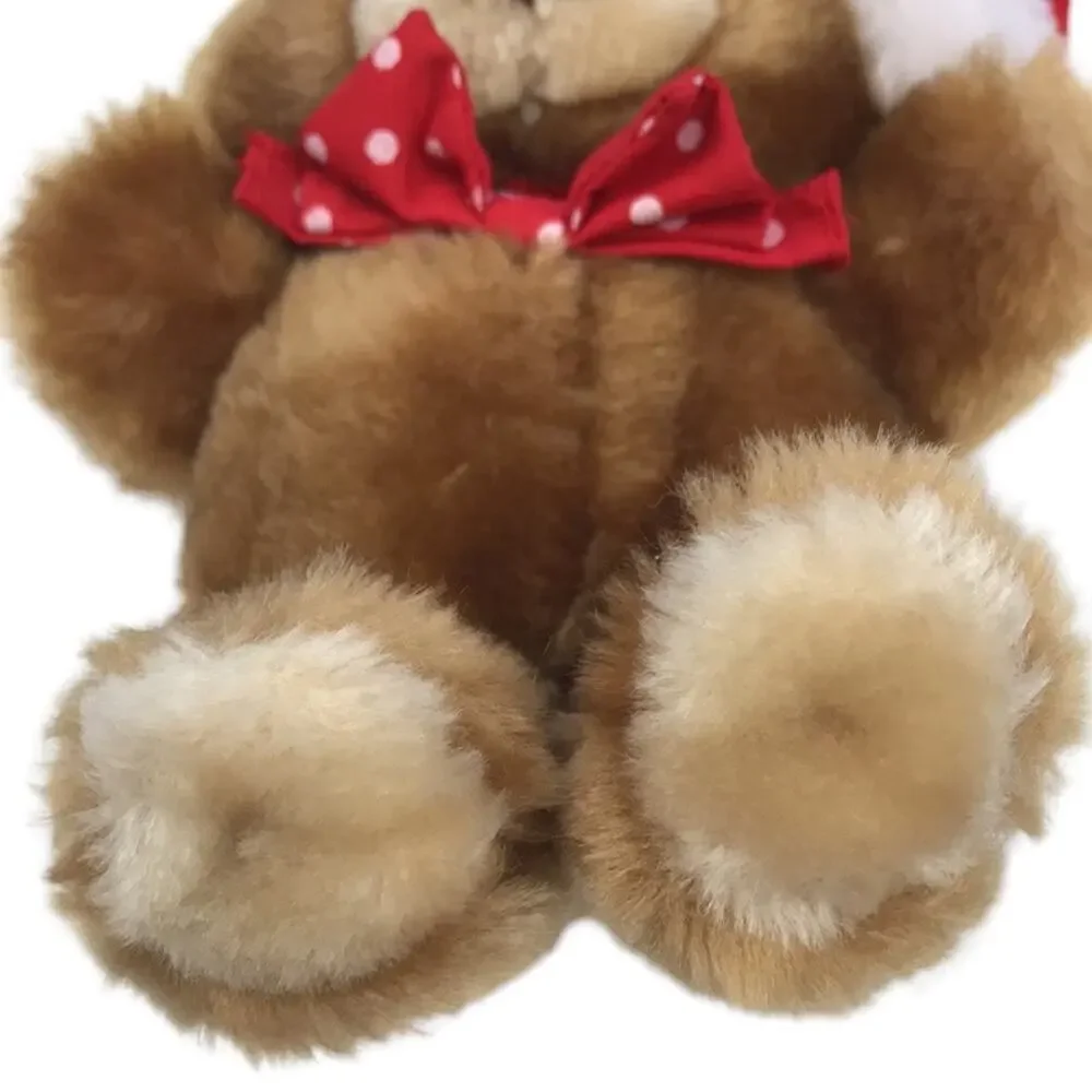 Vtg 1989 American Greetings Honeylove Bear Plush 8'' Stuffed Santa Hat Bow Toy